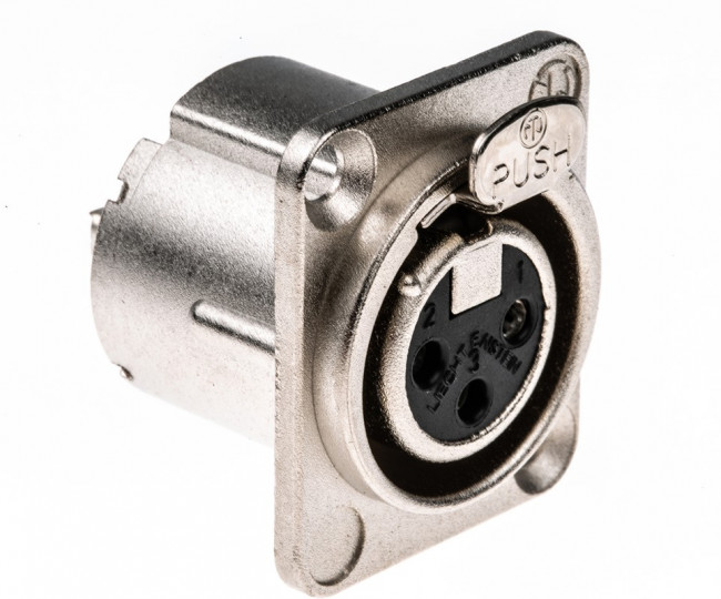 NC3FD-LX, XLR Connectors 3P FEM NICKEL/SILVER DUPLEX GRD CONTACT