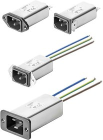 FN9255B-20-06, 20A, 250 V ac Male Front Mount IEC Inlet Filter 2 Pole FN9255B-20-06, Faston