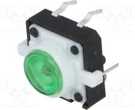 TACT-24N-F-IG, Микропереключатель TACT, SPST-NO, Пол: 2, 0,05A/12ВDC, THT, LED