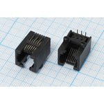 Разъем телефонный 6P6C розетка, контакты 6P, на плату/угловой, T4-6P6C[RJ-12]