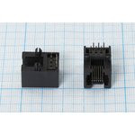 Разъем телефонный 6P6C розетка, контакты 6P, на плату/угловой, T4-6P6C[RJ-12]