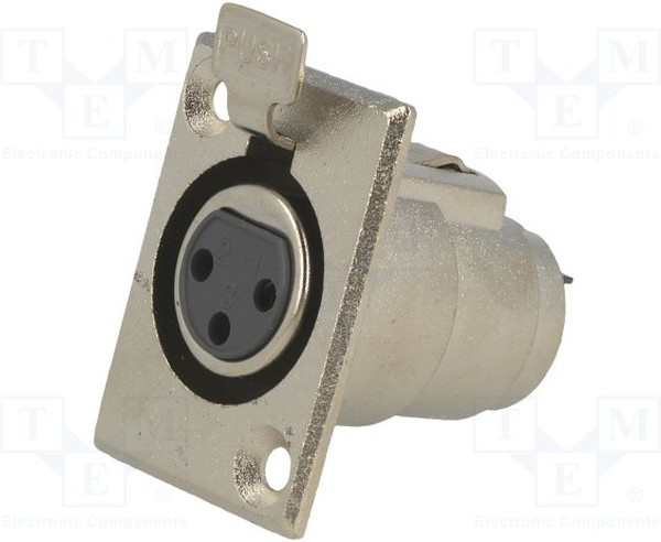 XLR-3G-C, Гнездо, XLR, "мама", PIN 3, пайка, Корп стандарт XLR, -отв 24мм XLR-3G-C, Гнездо, XLR, "мама", PIN 3, пайка, Корп стандарт XLR, -отв 24мм