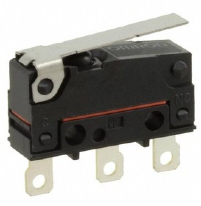 D2SW-P2L1H, Микропереключатель SNAP ACTION, с рычагом, SPDT, 2A/250ВAC, IP67