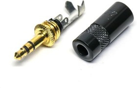 NYS231BG-U, Phone Connectors PLUG 3.5MM STEREO BLACK/GOLD; REAN