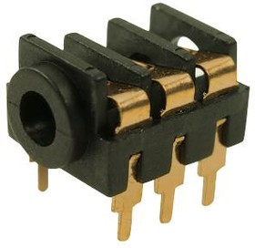 FCR1295G, Гнездо, Jack 3,5мм, "мама", stereo, с выключателем, THT, позолота