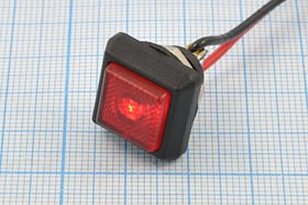 Влагозащищенная кнопка без фиксации (SPST), OFF-(ON), красная с подсветкой, 125В/ 0.125А; №10692R ПКн\125\ 0,13\(SPST)\d12\\ ILкр\IP67\4C\R1