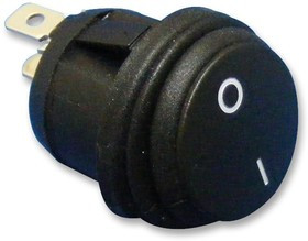 R13-112F8-02-BB-2A, Клавишный переключатель, Выкл.-(Вкл.), SPST, Без Подсветки, Панель, Черный, Серия R13