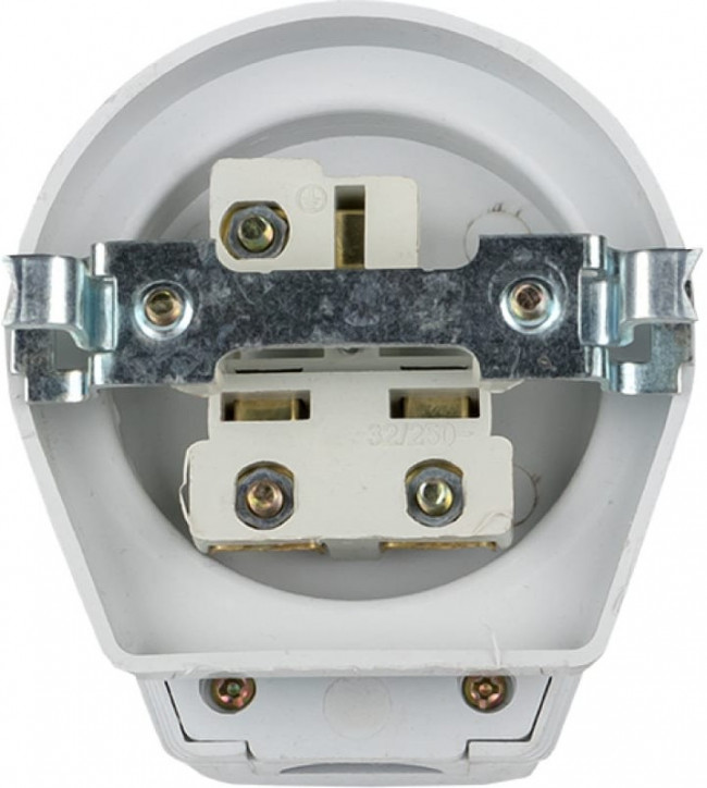 Разъем РШ-ВШ 32А 250В 2P+PE СУ пластиковый белый PROxima AS-250-H-02