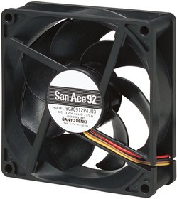 9GA0912P4J031, 9GA Series Axial Fan, 12 V dc, DC Operation, 132m³/h, 4.68W, 390mA Max, 92 x 92 x 25mm