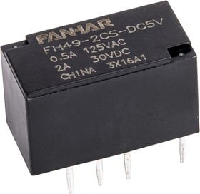 FH49-2CS-DC5V, Реле 2пер. 5VDC 0,5A/125VAC поляризованное