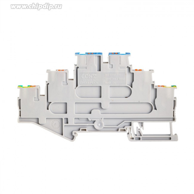 Клемма защитного провода трехъярусная 2.5кв.мм, PUSH-IN