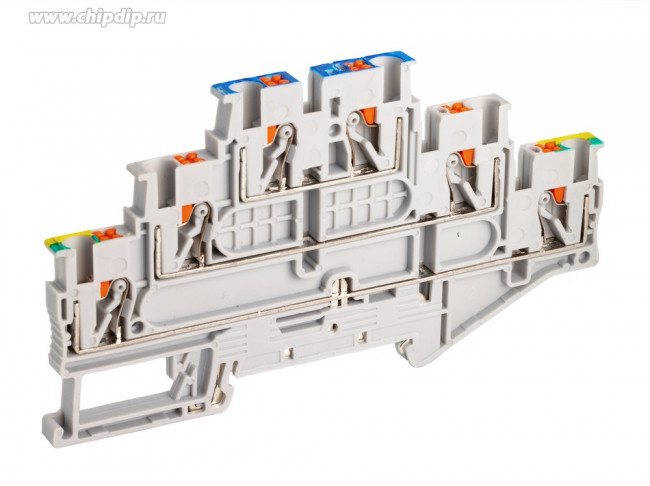 Клемма защитного провода трехъярусная 2.5кв.мм, PUSH-IN