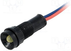 LY-D5-12AC/DC, Индикат.лампа: LED, вогнутый, 12ВDC, 12ВAC, Отв: d11мм, IP40
