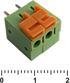XY122V-2 (5.08mm), Клеммник нажимной на плату прямой XY122V-2, 2 контакта с шагом 5,08 мм, 10 А, 300 В, 24-14 AWG, 1,5 мм?, PA66