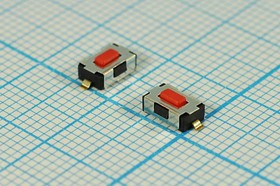 Переключатель тактовый 6 x 3,8x 2,5, красный, SMD