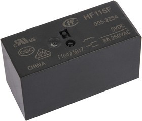 HF115F/005-2ZS4 (RT424005) ( 5-1393243-9), Реле 2 переключ. 5VDC, 8A/250VAC DPDT