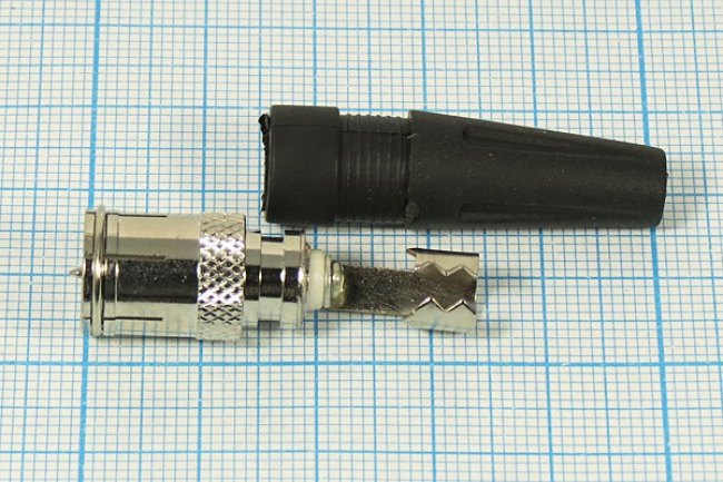 Разъем F вилка, 1P, винт, быстрая фиксация, пластик хвост