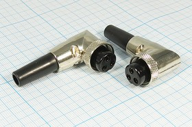 Разъем микрофонный MIC16 розетка, контакты 3P, монтаж на кабель, М16, MC904-3P