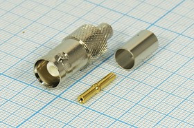 Высокочастотный разъём BNC с креплением под обжим; №14341 гн BNC\RG6\\обж\