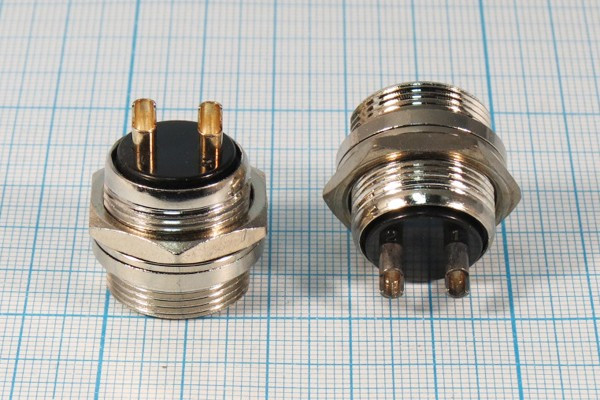 Разъем микрофонный MIC20 вилка, контакты 2P, монтаж на блок, М19, XS20JK2P-M[MS-DF-20-2]