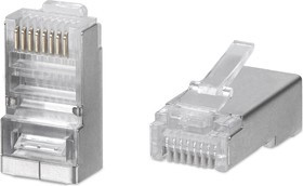 Экранированный универсальный коннектор RJ-45 под витую пару категория 5e, (для одножильного и многожильного кабеля) 100 шт 8P8C-SH