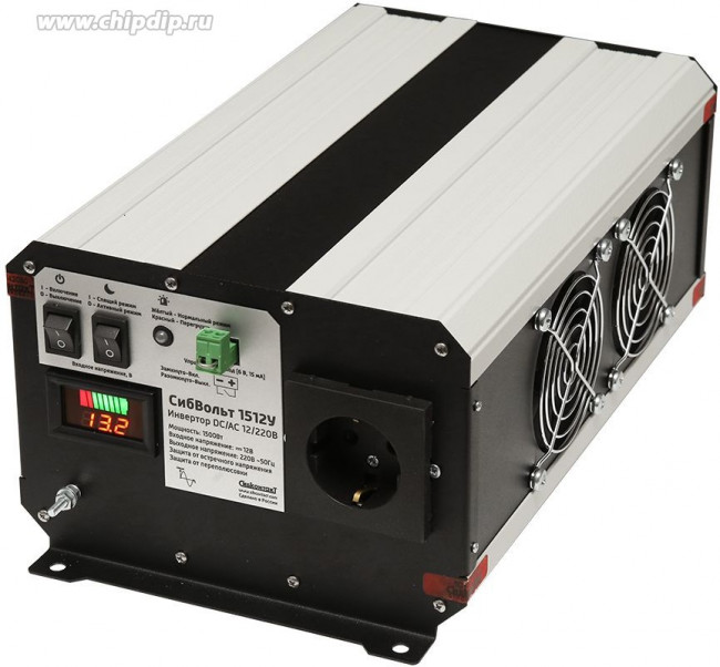 Инвертор СибВольт 1512У преобразователь напряжения DC/AC 12/220В 1500Вт Я000009451 Инвертор СибВольт 1512У преобразователь напряжения DC/AC 12/220В 1500Вт Я000009451