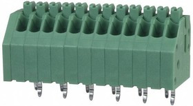 PCB terminal, 12 pole, pitch 2.5 mm, AWG 24-20, 2 A, spring-clamp connection, green, 1990106