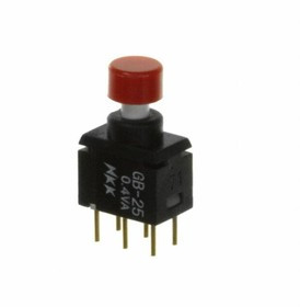 GB25AP-XC, Pushbutton Switches DPDT ON-(ON) 0.4VA RED CAP