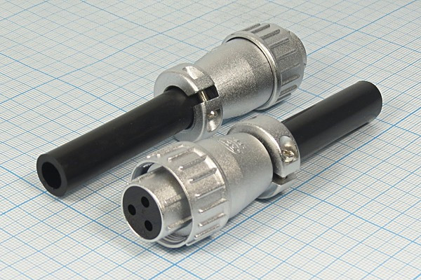 Разъем PLS-20ADF-4P розетка, контакты 4P, резьба М22, монтаж на кабель