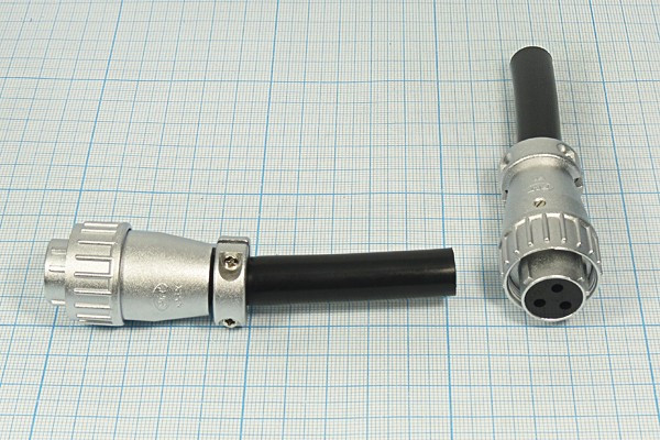 Разъем PLS-20ADF-4P розетка, контакты 4P, резьба М22, монтаж на кабель