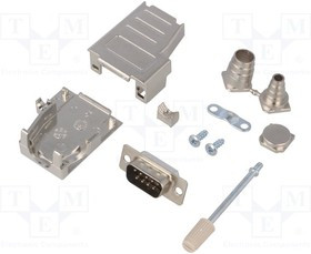 DSSK09-M-DBP-K, Разъем D-Sub; PIN: 9; вилка; "папа"; пайка; на провод; черный