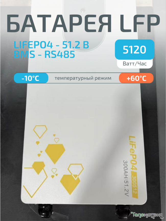 Литиевая батарея с дисплеем для гибридного солнечного инвертора 5120 Вт/ч OKE-LC100AH/51.2V, RS485, BMS,16-REPT Cell