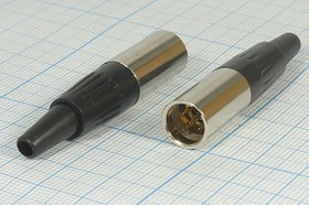 Разъем микрофонный miniXLR вилка, контакты 4P, монтаж на кабель, B8.5, MC980-4P