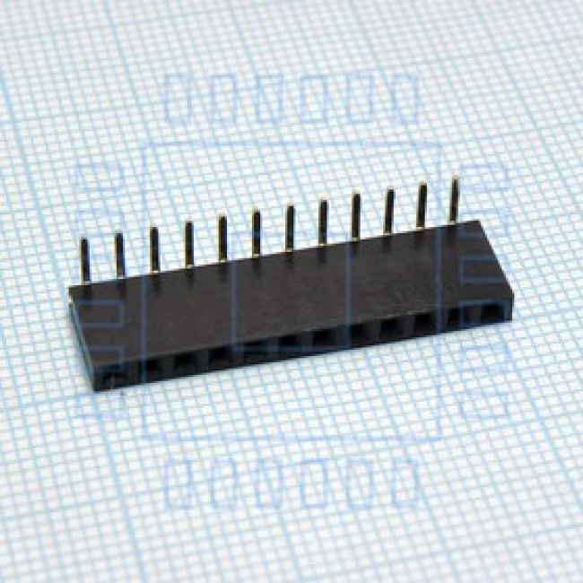 DS1024-1X12R2, (PBS-12R), гнездо на плату угловое (шаг 2.54 мм) 12 контактов