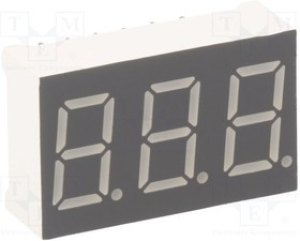 KW3-361CVA, Дисплей: LED, 7-сегментный, 9,2мм, 0,36", II.зн: 3, красный, катод