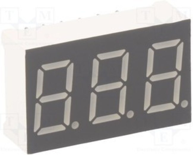 KW3-361CVA, Дисплей: LED, 7-сегментный, 9,2мм, 0,36", II.зн: 3, красный, катод