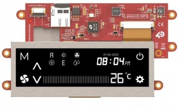 PIXXILCD-39P4, Дисплей: TFT, 3,9", 480x128, Размер окна: 95,04x25,34мм, 500кд/м2