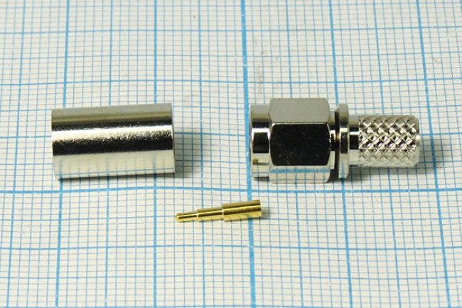 Штекер SMA на кабель RG59 обжимной, позолоченный центральный контакт; №10305 штек SMA\RG59\\обж\ Штекер SMA на кабель RG59 обжимной, позолоченный центральный контакт; №10305 штек SMA\RG59\\обж\