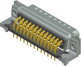 163A17549X, 25 Way Right Angle Through Hole D-sub Connector Plug, with Threaded Insert