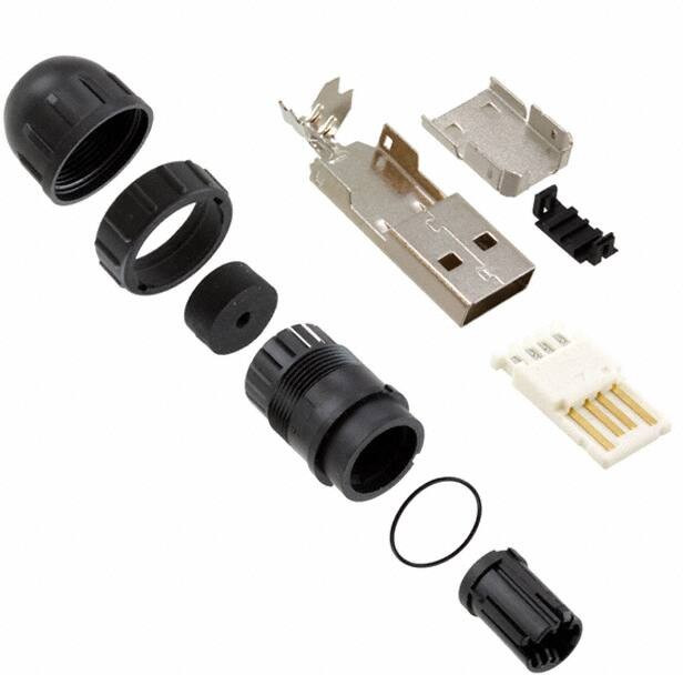 DCC-USBAB-150, USB Connectors SEALED USB A PLUG FI. TWST LOCK