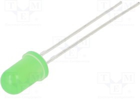 OSG55154A-VV, LED; 5mm; green; 750mcd; 50°; Front: convex; 3?15V; Pitch: 2.54mm