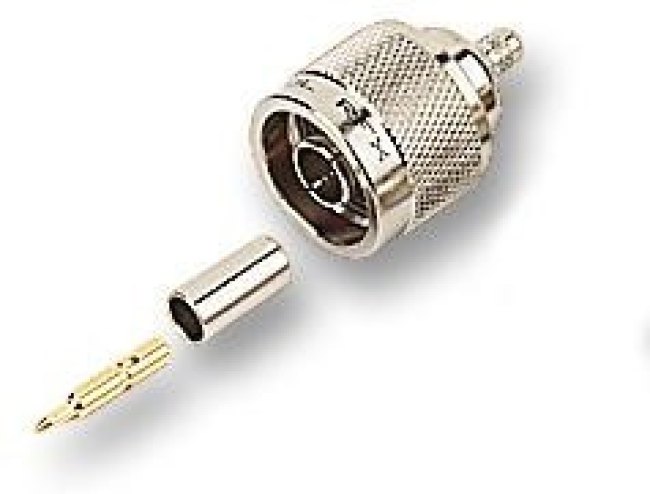 N1121A1-NT3G-1-50, Разъем РЧ / Коаксиальный, N Коаксиальный, Прямой Штекер, Обжимной, 50 Ом, RG58, RG58C, Латунь N1121A1-NT3G-1-50, Разъем РЧ / Коаксиальный, N Коаксиальный, Прямой Штекер, Обжимной, 50 Ом, RG58, RG58C, Латунь