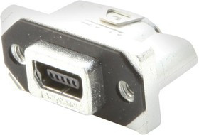 MUSBRB15130, Герметичный разъем USB, Mini USB Типа B, USB 2.0, Гнездо, 5 Позиций, Монтаж в Панель, IP67 MUSBRB15130, Герметичный разъем USB, Mini USB Типа B, USB 2.0, Гнездо, 5 Позиций, Монтаж в Панель, IP67