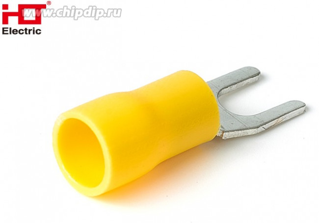 084-04-19, Наконечники НВИ 5.5-4 вилка 4-6мм желтый (уп./100 шт) HLT