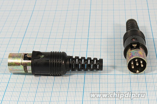 Разъем DIN 6P[60] вилка, на кабель, пластик хвост, ОНЦ-ВГ-11-6/16В
