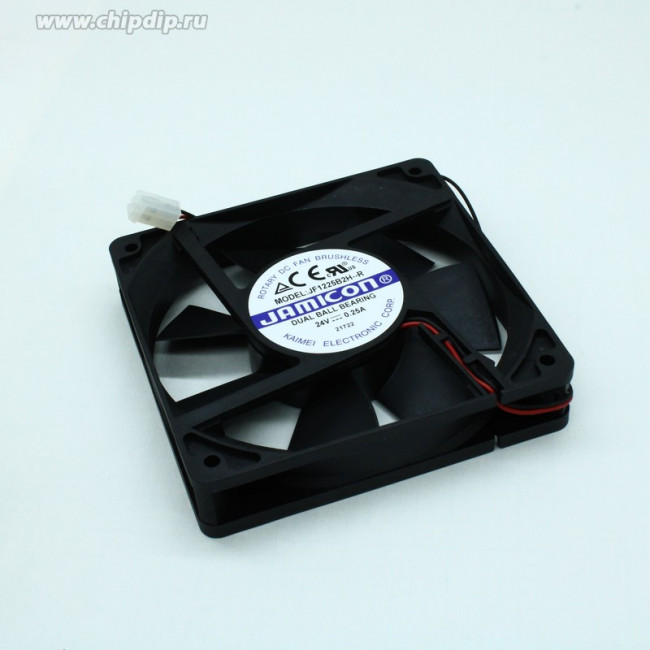 JF1225B2H-C-R, (120*120*25 24V разъем), Вентилятор 24В DC, 2400об/мин, 136,1м3/час, 120x120x25мм, 39.5дБ, подшипник качения JF1225B2H-C-R, (120*120*25 24V разъем), Вентилятор 24В DC, 2400об/мин, 136,1м3/час, 120x120x25мм, 39.5дБ, подшипник качения