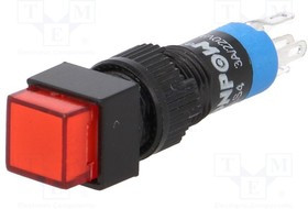 V8F-11Z-230R, Переключатель: кнопочный, Пол: 2, SPDT, 0,5A/250ВAC, 1A/24ВDC, IP40