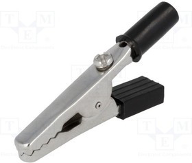 CRCL11-B, Зажим "крокодил", 60ВDC, черный, Диап.захвата: макс.15мм