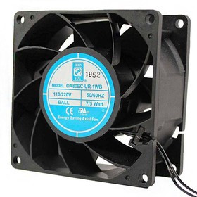 OA80EC-UR-1WB, EC Fans EC Axial Fan, Universal Range, 80x80x38mm, 115VAC/230VAC, 38.6CFM, Ball, Leads OA80EC-UR-1WB, EC Fans EC Axial Fan, Universal Range, 80x80x38mm, 115VAC/230VAC, 38.6CFM, Ball, Leads