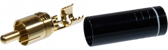 1-254G WHITE, штекер RCA металл на кабель, белый "позолоченный"